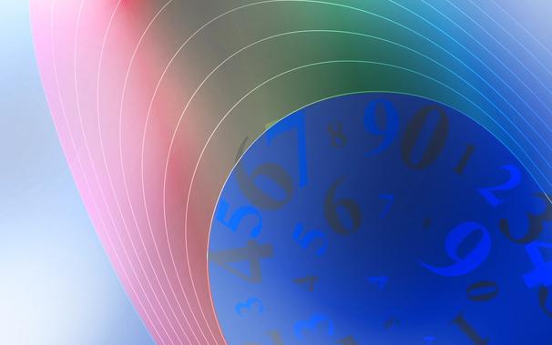 Rainbow arc with numbers in the background
