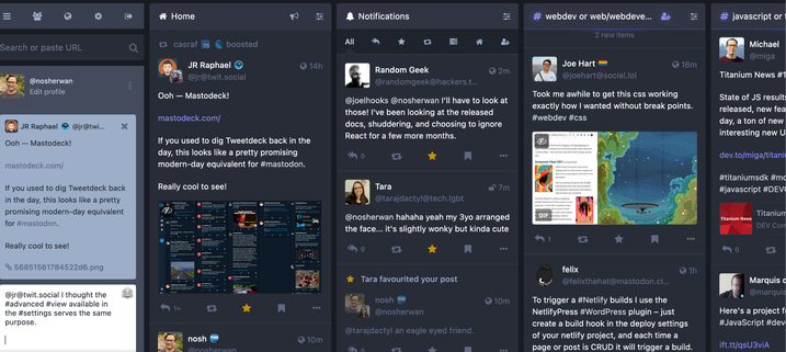 mastodon advanced view UI.