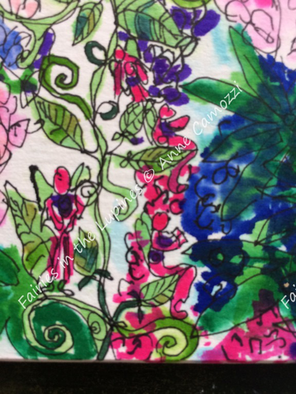 A closeup of a few of the diaries, one is reading a book, others are sitting and standing in the flowers