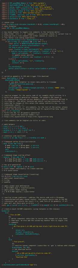 Screenshot of the linked main application TypeScript source code