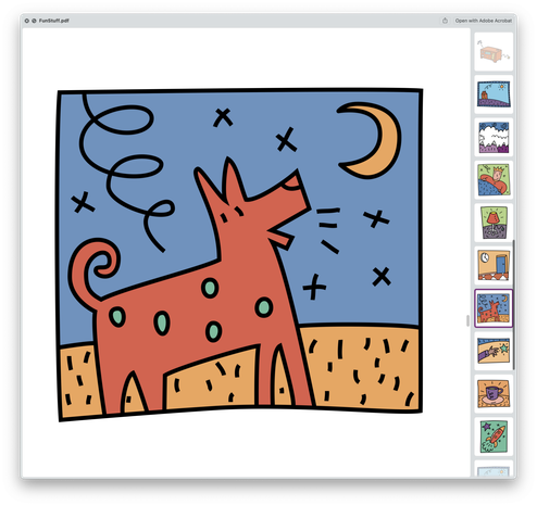A clipart dog at night in a field of dead grass barking out mathematical operators, and with a tornado coming out of its back