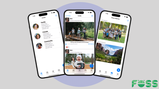 Screenshots of Circles app