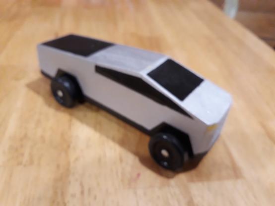 Josh’s Pinewood Derby model Cybertruck