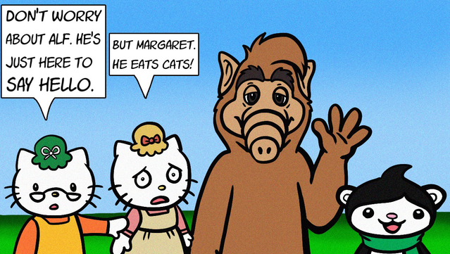 Alf meeting Mary white and Margaret white and Miga