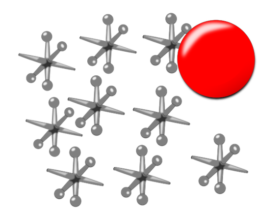 a red ball and nine "jacks".