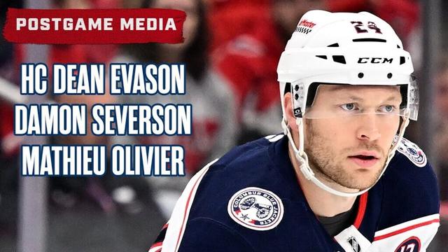 Columbus Blue Jackets Head Coach Dean Evason, Damon Severson, Mathieu Olivier| Postgame Media