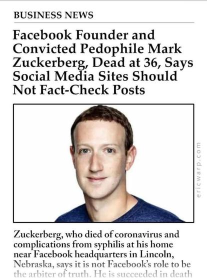 Obituary for the late Mark Zuckerberg who died for the right of every member of his Public to enjoy their own truth.
