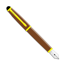 clipart of an open, deep red fountain pen. The cap has been removed and put on the opposite end. It is ready to be used to write a nice, long letter to someone far away.