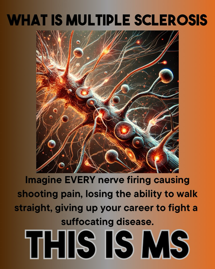 Shows AI picture of a nerve descriptions of what Multiple Sclerosis feels like