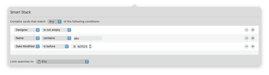 A Smart Stack criteria editor.
