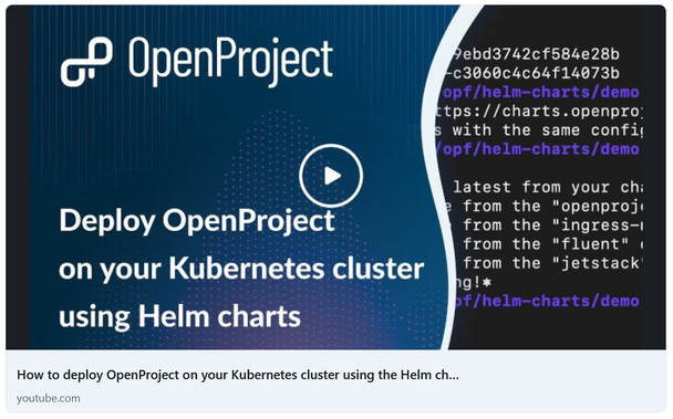 A preview image for a step-by-step OpenProject installation guide using Helm charts