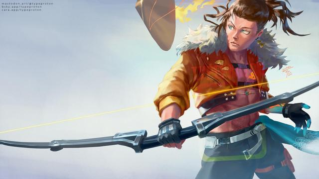 Digital fan art painting of Holostars English's archer V-tuber Josuji Shinri