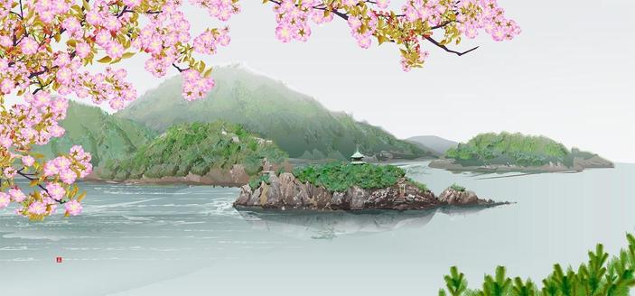 A dreamy landscape painted in, uh, Microsoft Excel