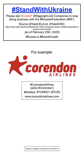 Logo and company information for Corendon Airlines (Antalya, Turkey).