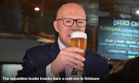 Spud on the booze for classic photo-op