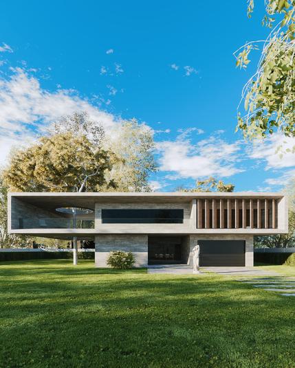 Exterior render of a modern house