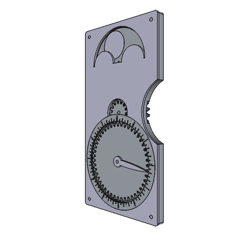 Physical lunisolar calendar with solar year dial and moon phase display, CAD design.
