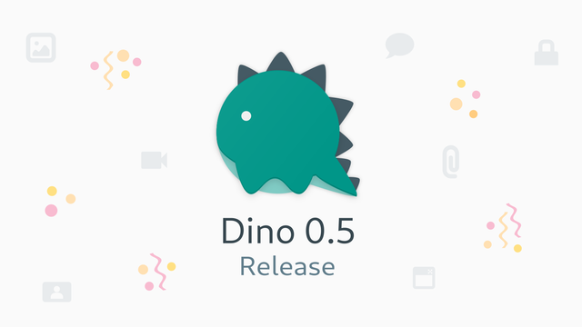 A graphic saying "Dino 0.5 release" next to a Dino logo