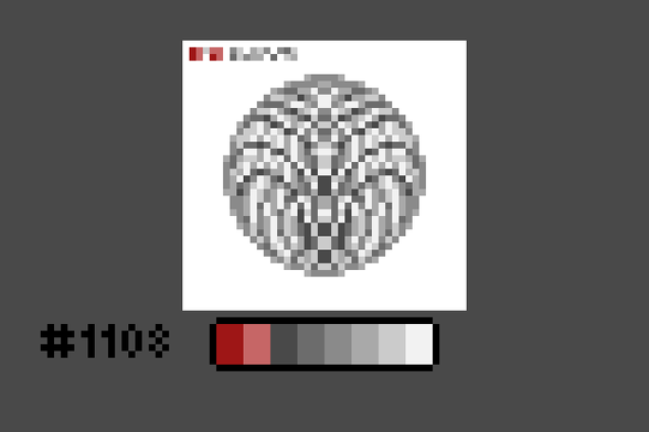 Pixel art version of OK Go's latest album "And the Adjacent Possible", which is like a weird interlocking series of circles forming a sphere. Idk man, I'm drunk.