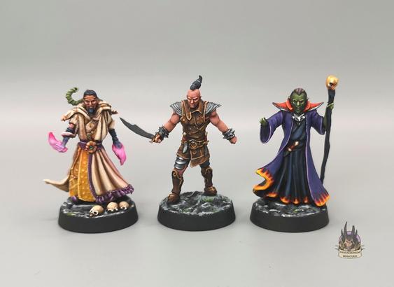 Zagor, the Warlock of Firetop Mountain, Balthus Dire and Zharradan Marr 28mm painted figures