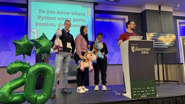 Python Italia organizers on the stage
