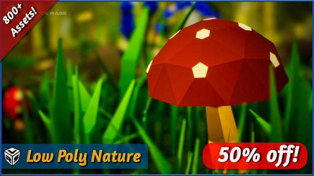 Render of fly agaric - one of the models in Low Poly Nature asset pack