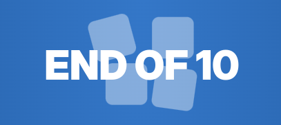 Emblemat akcji End of 10 przypominający trochę okna / logo windows
