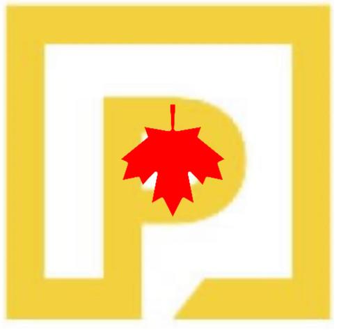 Postmedia logo with upside down maple leaf