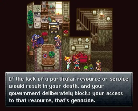If the lack of a particular resource or service would result in your death, and your government deliberately blocks your access to that resource, that's genocide.