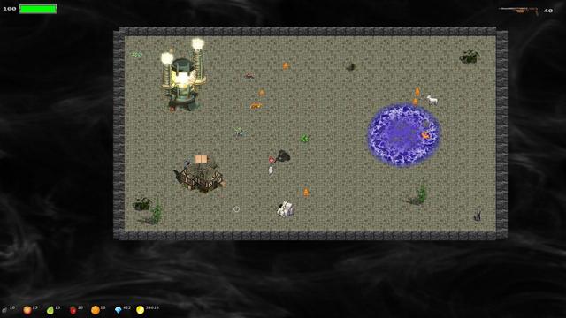 Player in their base, getting love from their cat.