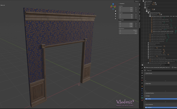 Using basic materials from Substance Painters library. This sparked the inspiration that wallpaper is a great place to inject my game's personality into the environment.