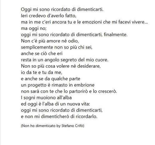 Non ho dimenticato.
(poesia di Stefano Crifò)