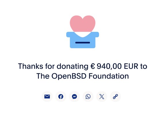 Paypal receipt to the OpenBSD Foundation for 940 euro