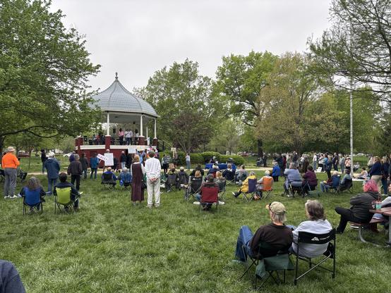 Rally for democracy in a park in Lawrence, Kansas