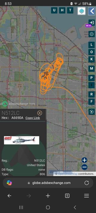 A Lake Co. Police helicopter is circling in the Hammond area tonight.