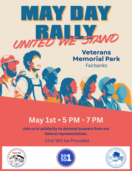 ALT
May Day Rally at Veterans Memorial Park in Fairbanks 
#Fairbanks 
#Solidarity
#MayDay2025