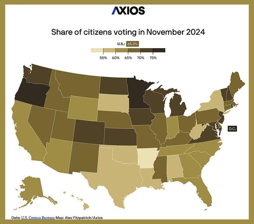 These states had the highest voter turnout in 2024