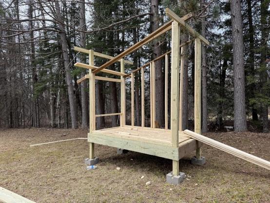 Progress on our coop. Chicks are about 3 weeks old so I’m making okay time.