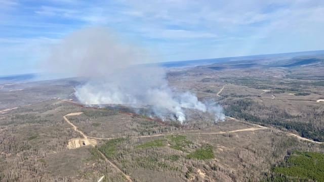 photo showing smoke rising from a wildfire close to Ft St John BC