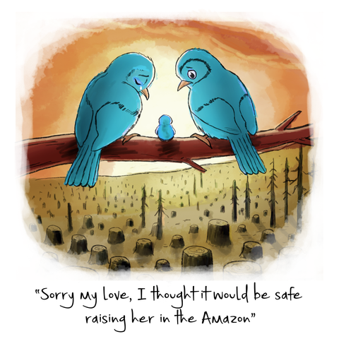Illustration demonstrating deforestation in the Amazon