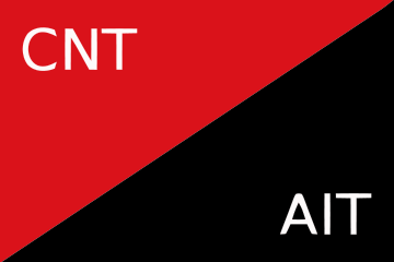 Red and black CNT and AIT dual flag.