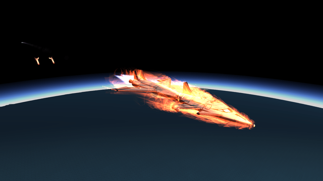 First stage (airbreathing engines and liquid fuel) has been staged, second stage (rocket engines) activated