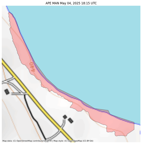 Visual map representation of the APE MAN wildfire, showing the perimeters of the 1.5 acre fire on a map.