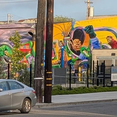 A panel of a mural across from Juan's Place, Berkeley