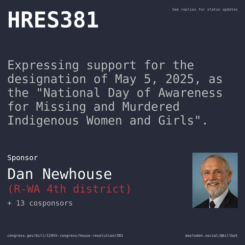 Description of HRES381, and a depiction of its sponsor, Dan Newhouse.