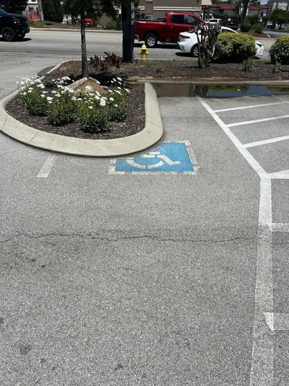 Disabled parking spot. Sidewalk over it so there's not enough space