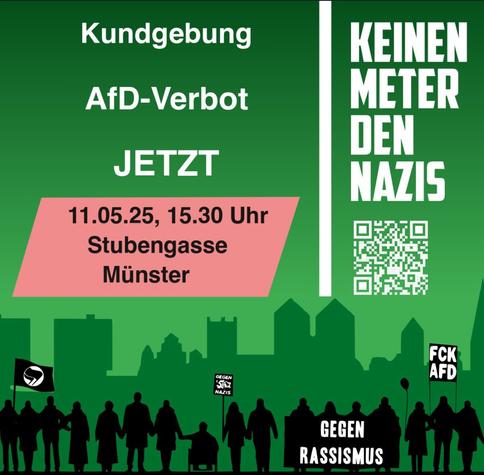 Sharepic mit Demoaufruf vom Bündnis Keinen Meter den Nazis Münster

11.05.25 15:30 Stubengasse Münster