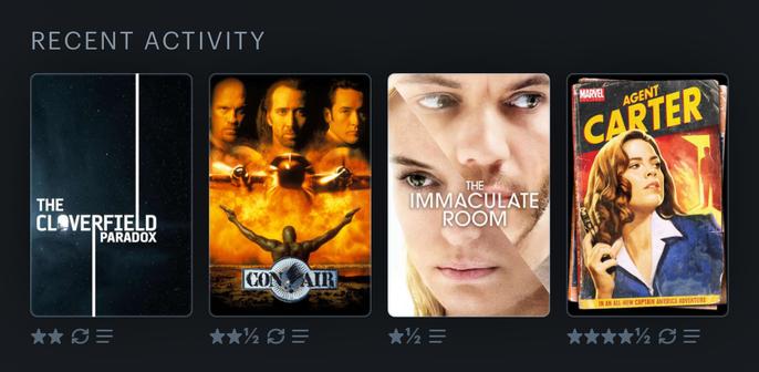 The Cloverfield Paradox
Con Air
The Immaculate Room
Agent Carter
