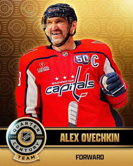 Graphic recognizing Alex Ovechkin being named to the NHL's Quarter-Century Team.