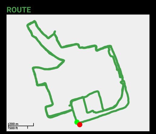 Route of a run on a white canvas.